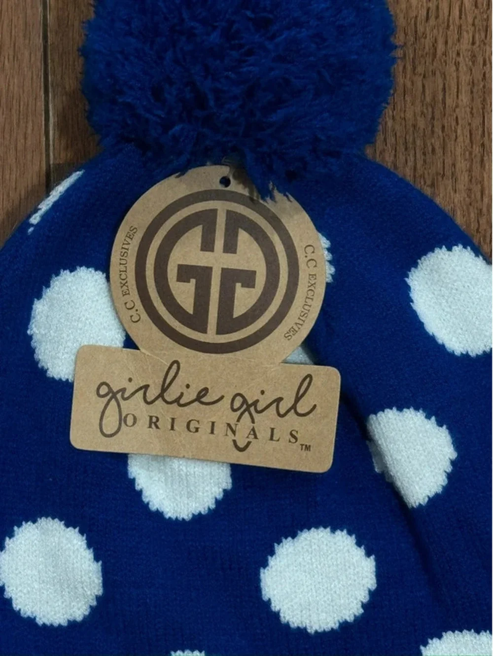 Women’s Beanie Polka Dots Royal Blue - New